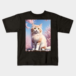 Cat in a cherry blossom tree - Modern digital art Kids T-Shirt